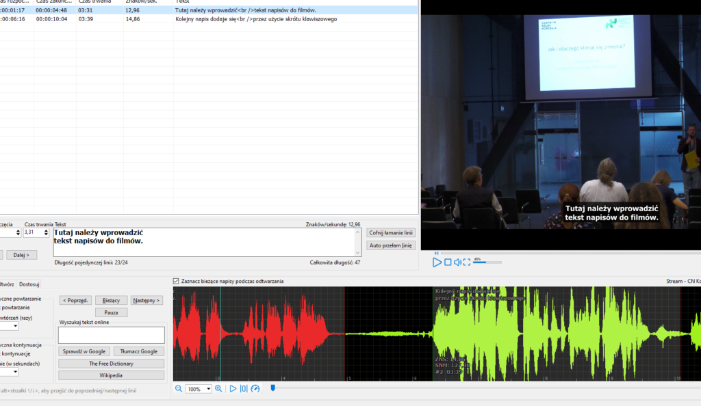 Prosty program komputerowy do tworzenia napisów do filmu Subtitle Edit